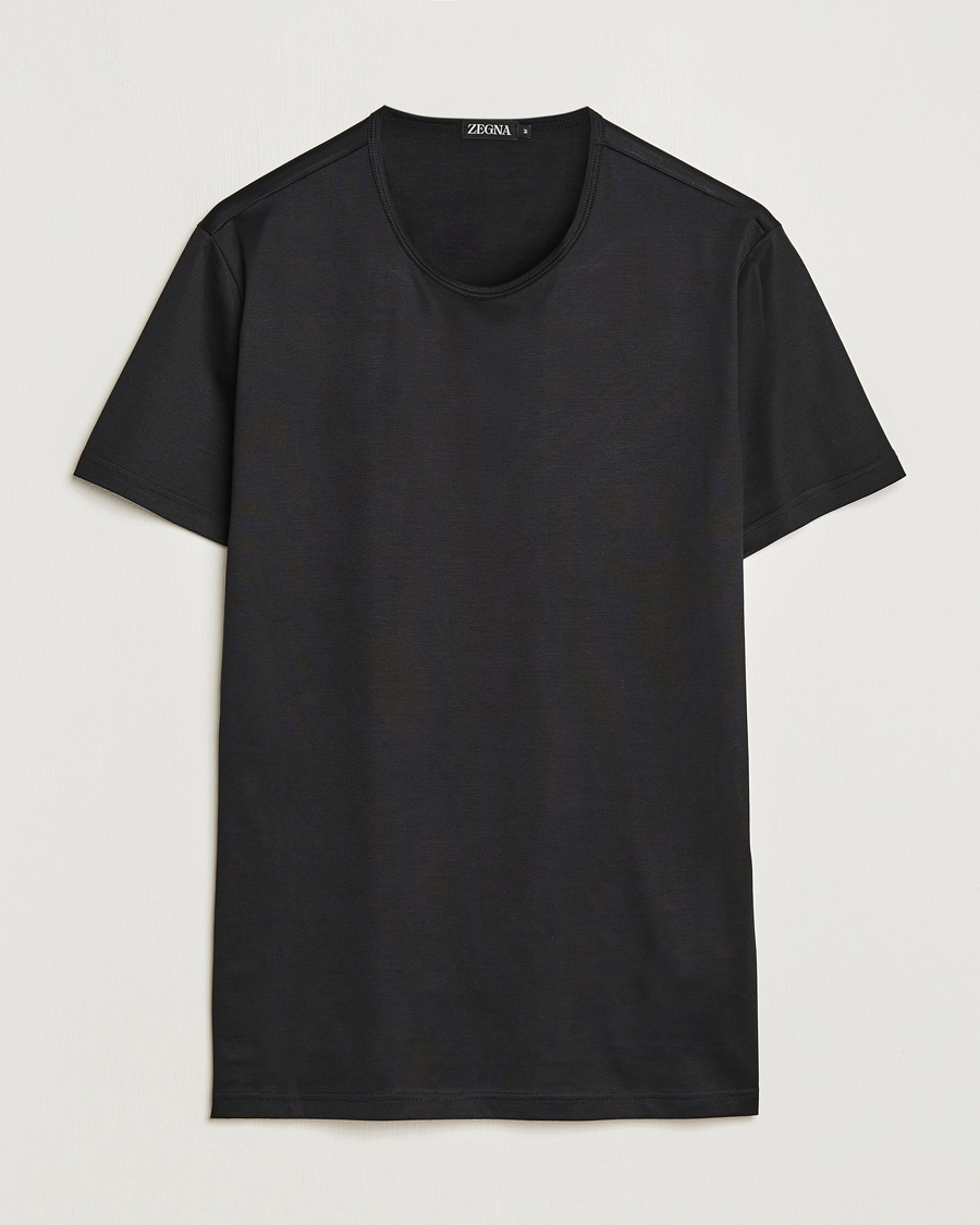 Herren | Kurzarm T-Shirt | Zegna | Filoscozia Pure Cotton Round Neck T-Shirt Black