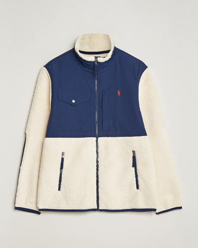 Herren | Pullover | Polo Ralph Lauren | Bonded Sherpa Full Zip Sweater Cream/Newport Navy