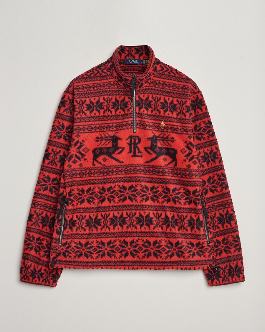 Polo Ralph Lauren Fairisle Half Zip Sweater Martin Red - Rot - Half-zip - Grösse: L