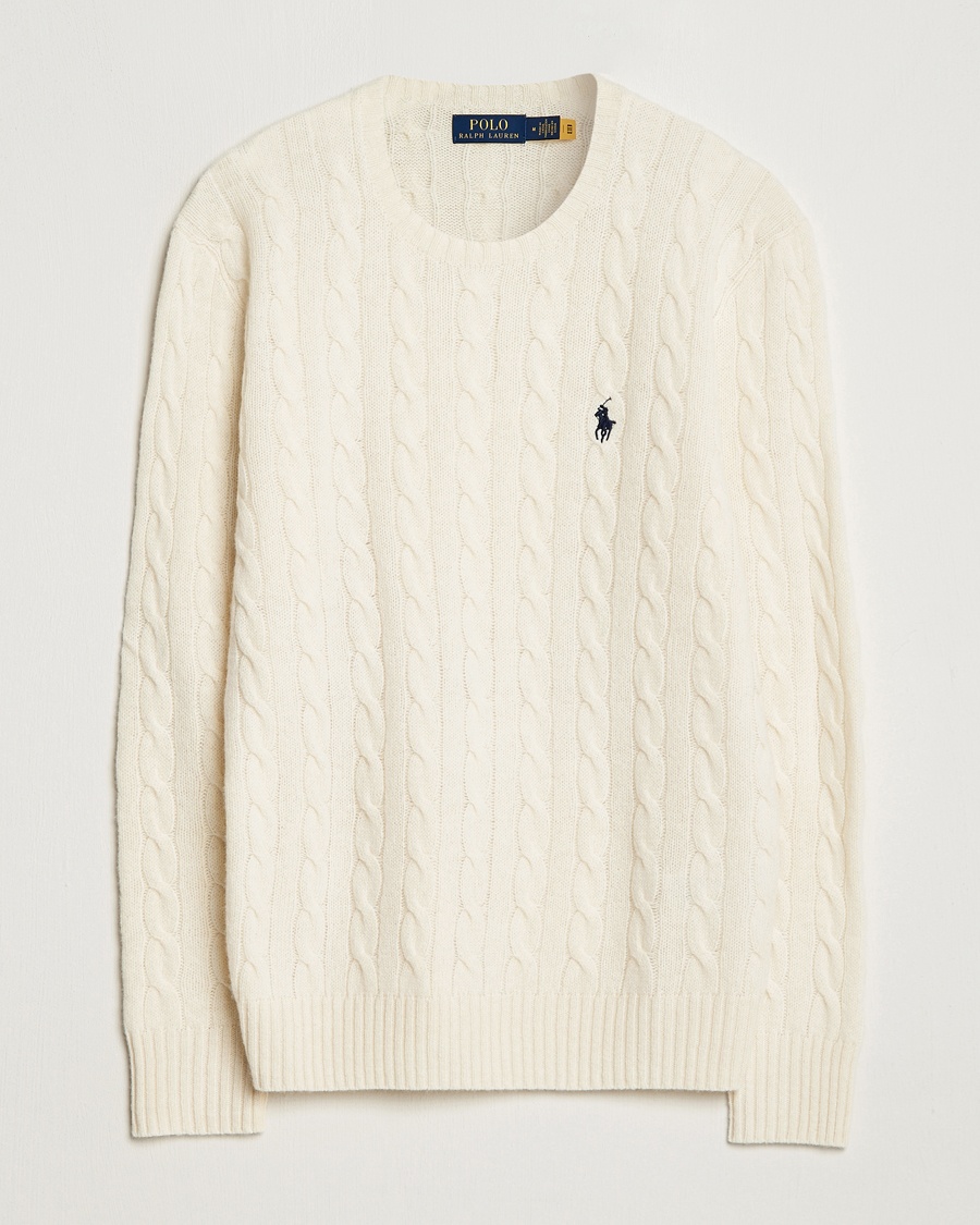  Wool/Cashmere Cable Crew Neck Andover Cream