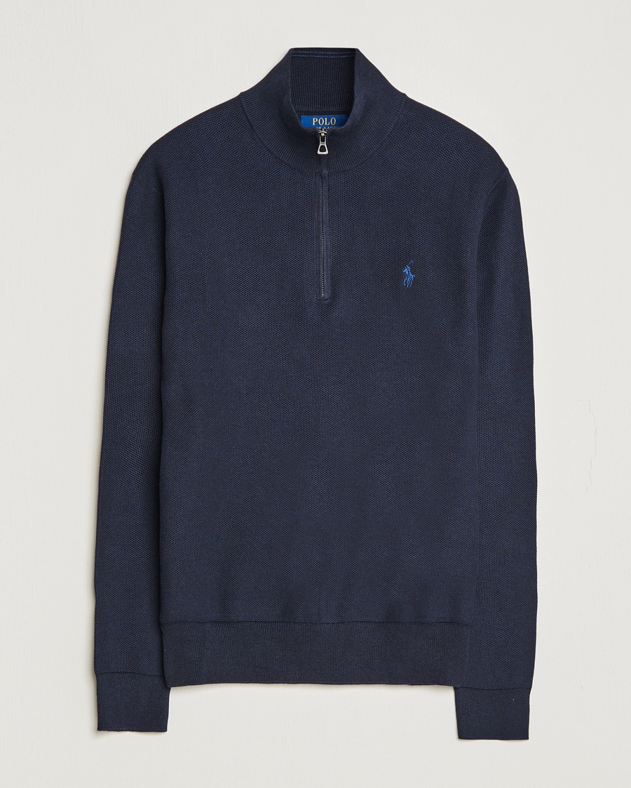 Polo Ralph Lauren Textured Half Zip Navy Heather – Blau