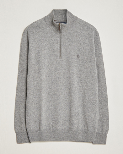 Herren |  | Polo Ralph Lauren | Merino Knitted Half Zip Sweater Fawn Grey Heather