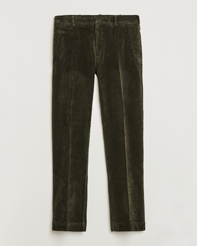 Herren | Cordhosen | Polo Ralph Lauren | Corduroy Pleated Trousers Oil Cloth Green