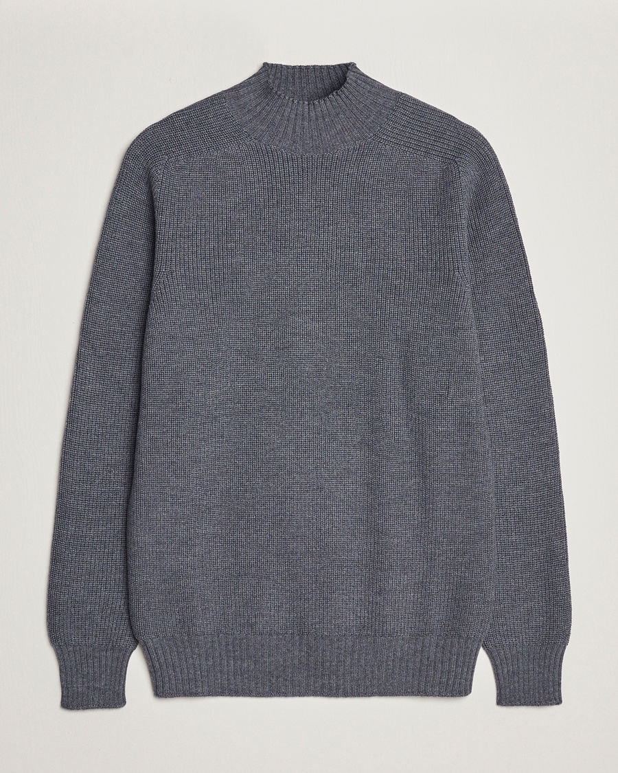 Gran Sasso Rainwool Mock Neck Grey Melange - Grau - Rollkragenpullover - Grösse: 52