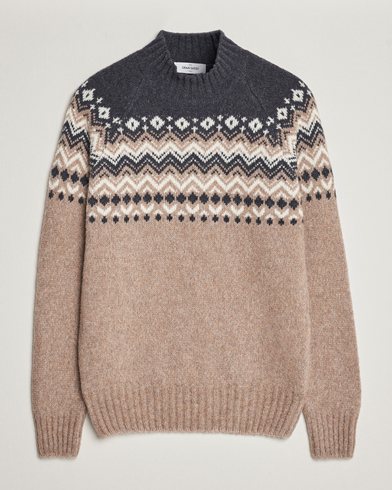 Herren | Pullover | Gran Sasso | Aspen Wool Fairisle Crew Neck Sweater Beige/Grey