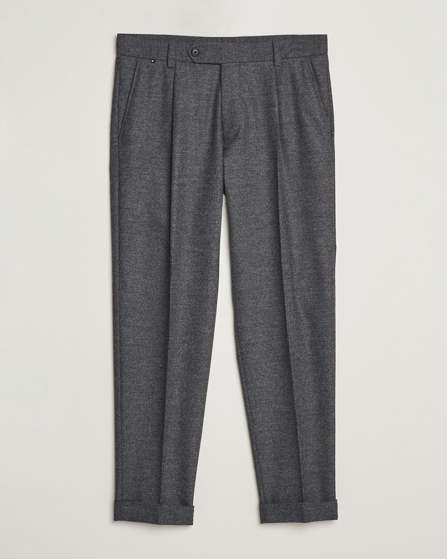 Herren | | BOSS BLACK | Perin Tech Flannel Pleated Trousers Dark Grey