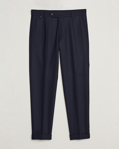 Herren | Anzughosen | BOSS BLACK | Perin Tech Flannel Pleated Trousers Dark Blue