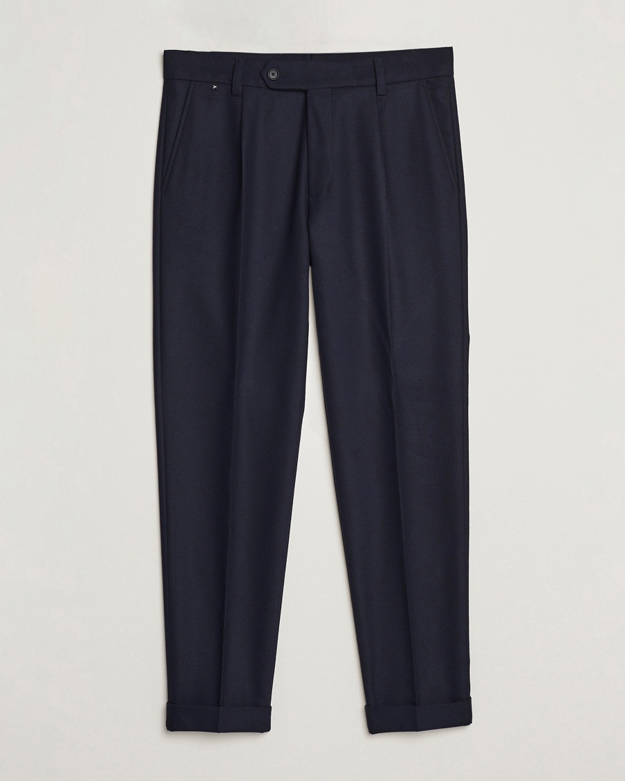 Herren | | BOSS BLACK | Perin Tech Flannel Pleated Trousers Dark Blue