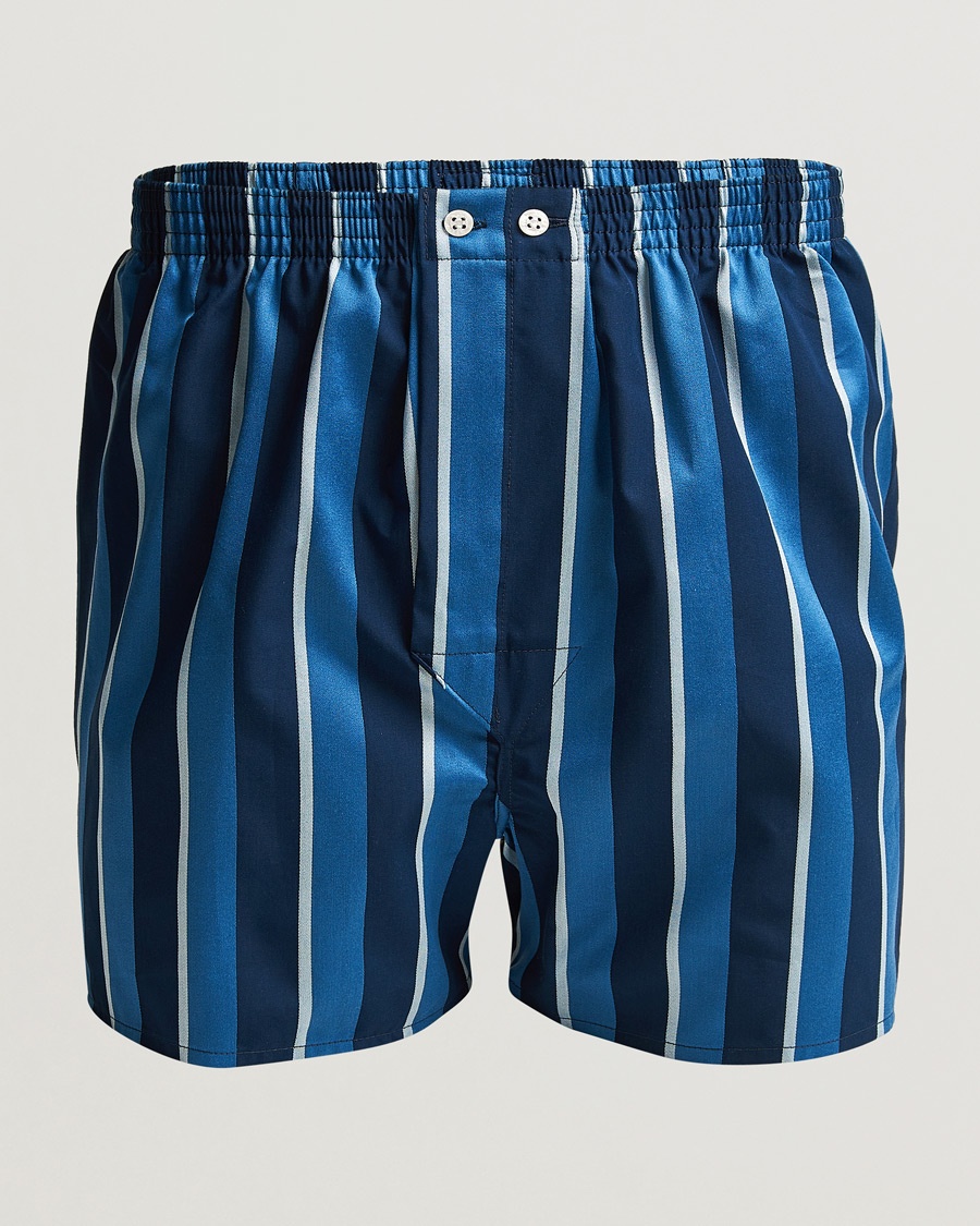 Derek Rose Classic Fit Striped Cotton Boxer Shorts Blue Multi - Blau - Unterhose - Grösse: XL