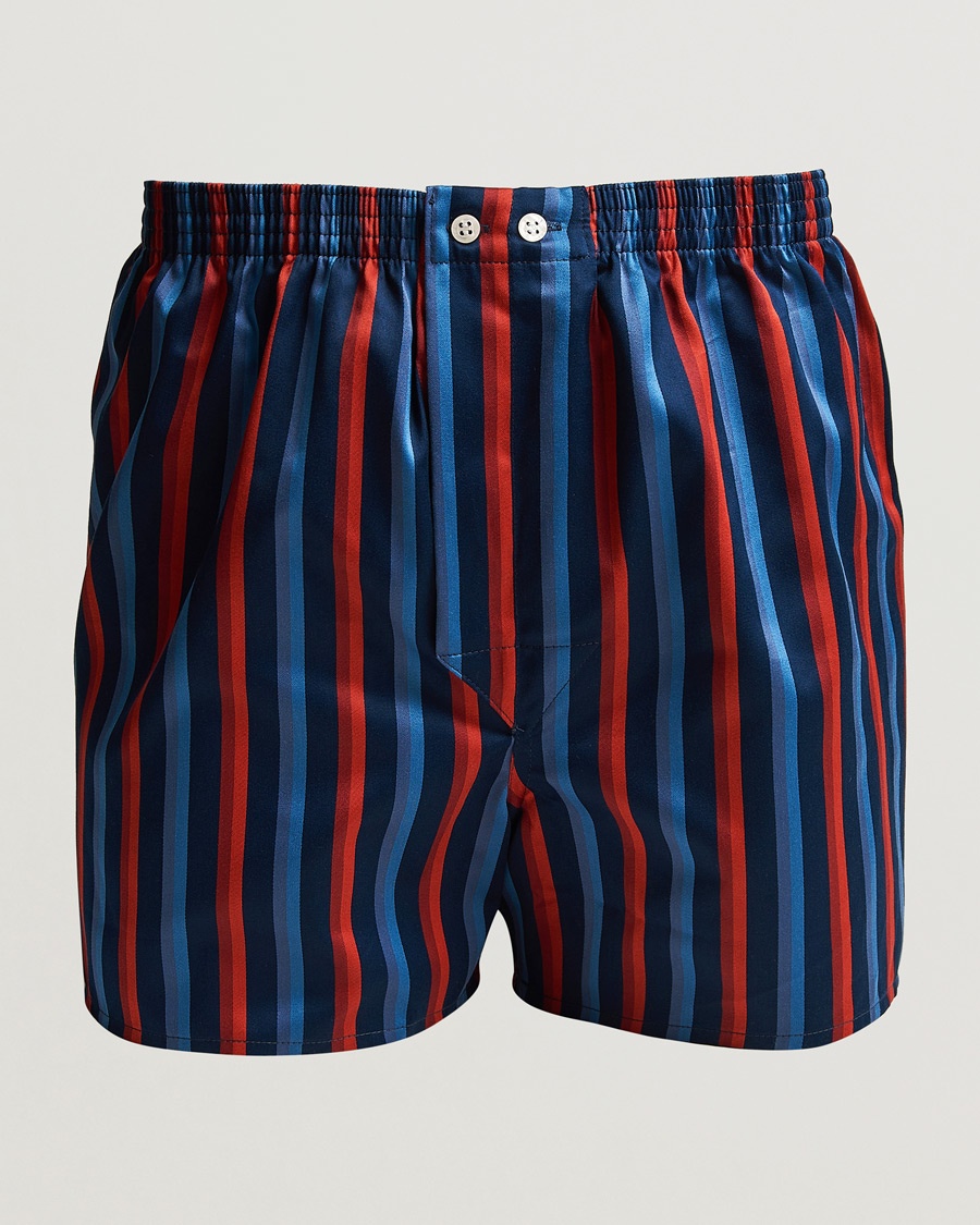 Derek Rose Classic Fit Striped Cotton Boxer Shorts Multi - Blau,Rot - Unterhose - Grösse: XL