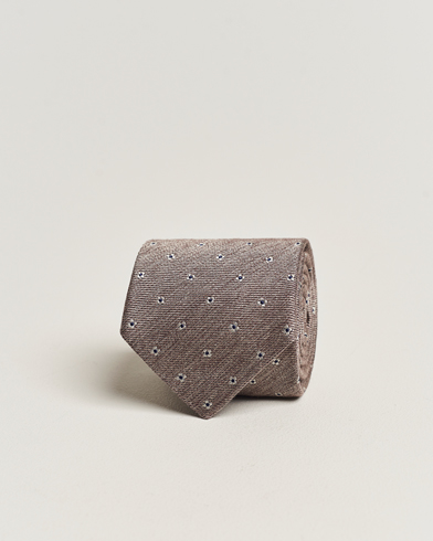 Herren |  | Amanda Christensen | Silk/Wool 8cm Printed Flower Tie Beige Melange