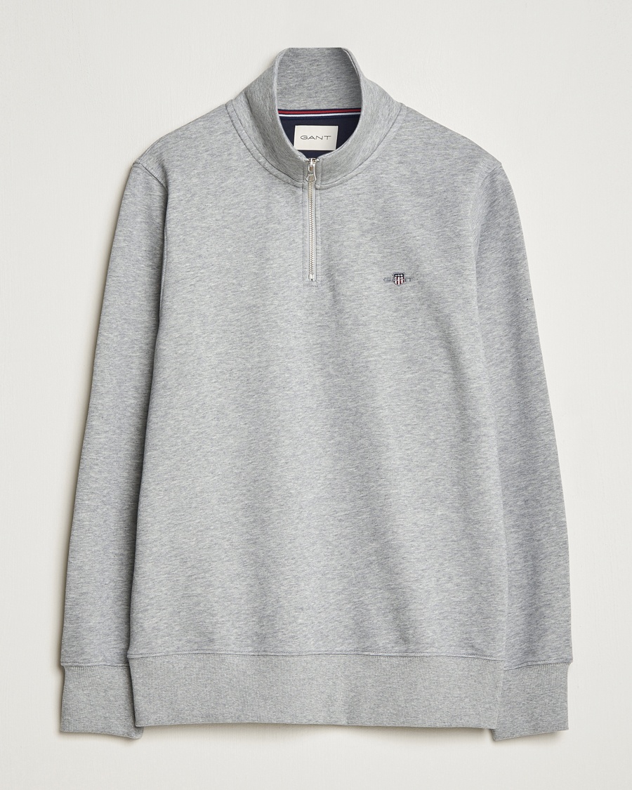 GANT Original Half Zip Sweater Grey Melange - Grau - Half-zip - Grösse: M
