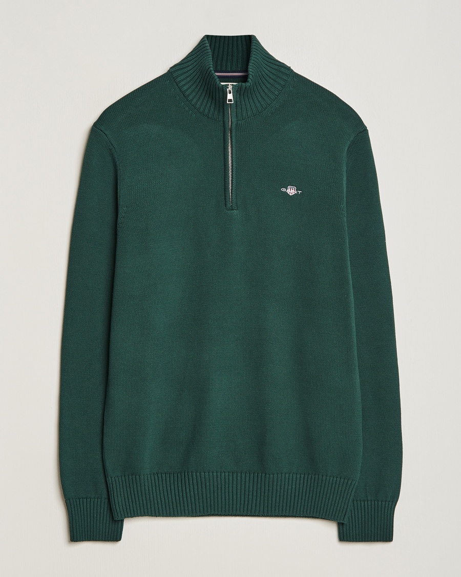 GANT Cotton Half Zip Tartan Green - Grün - Half-zip - Grösse: M