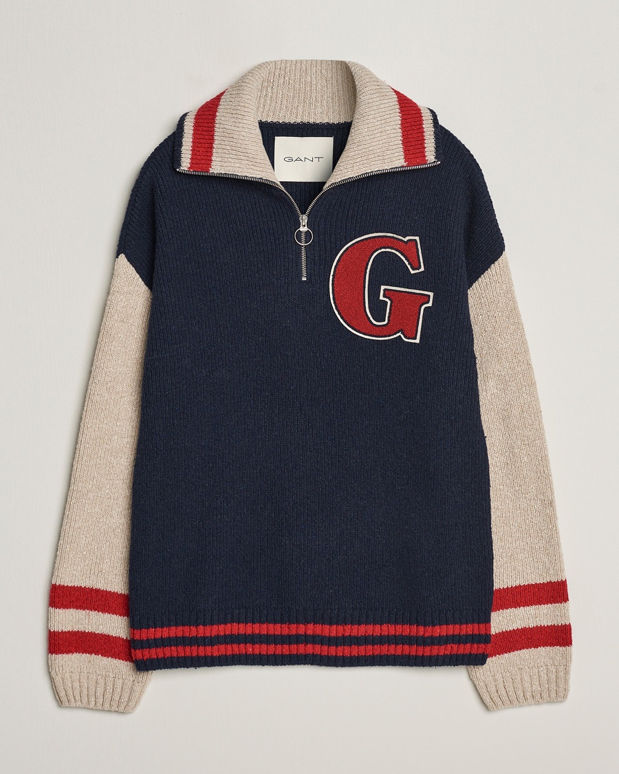 Herren | | GANT | Wool Neps Letter Half Zip Evening Blue