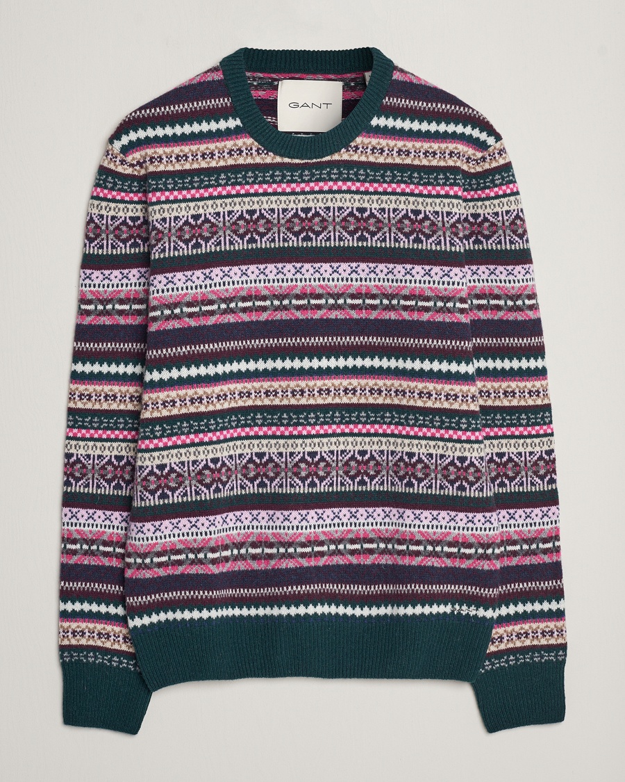 GANT Wool Fairisle Sweater Tartan Green - Rosa - Strickpullover - Grösse: M