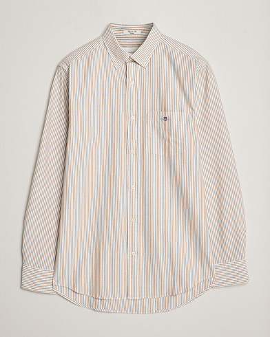 Herren |  | GANT | Regular Fit Striped Oxford Shirt Woody Brown