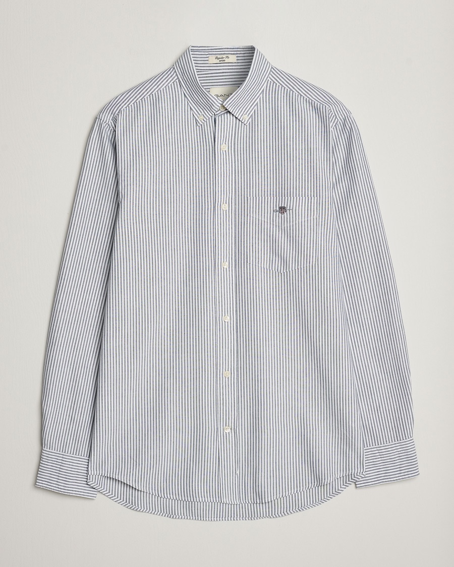 Gant Regular Fit Striped Oxford Shirt Persien Blue – Weiß