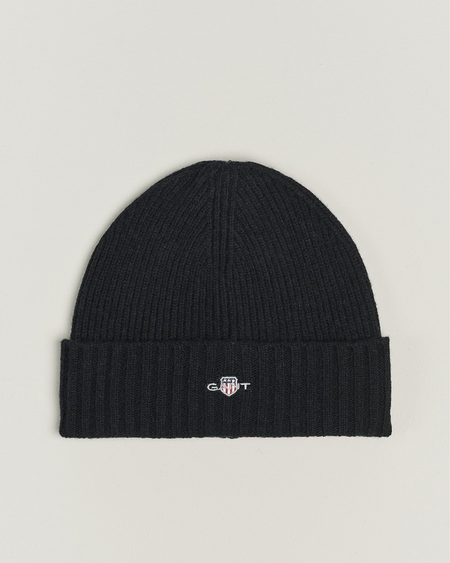 GANT Wool Lined Beanie Black – Schwarz