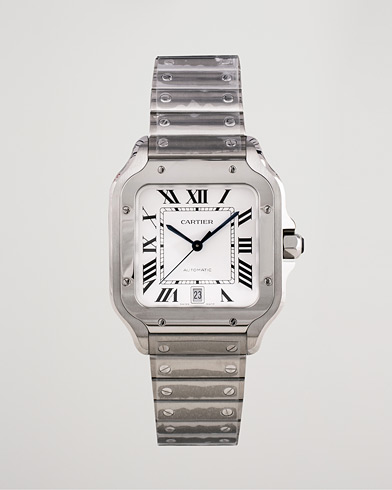 Herren | Pre-Owned & Vintage Watches | Cartier Pre-Owned | Santos De Cartier Steel WSSA0018 Steel White
