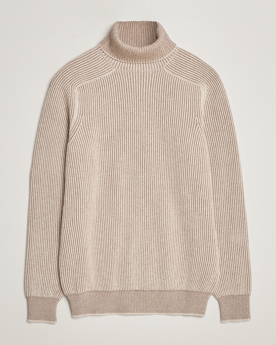 SEASE Dinghy Rib Cashmere Rollneck Oyster - Beige - Rollkragenpullover - Grösse: M