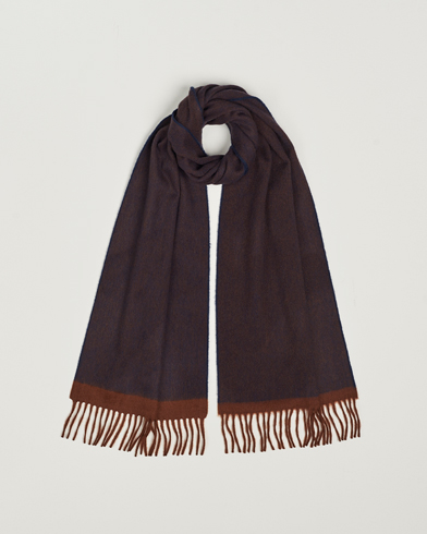 Herren | Sale accessoires | Begg & Co | Solid Board Wool/Cashmere Scarf Navy Chocolate