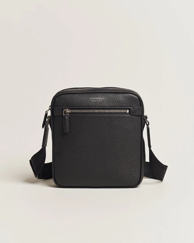 Herren | Schultertaschen | Canali | Grain Leather Shoulder Bag Black