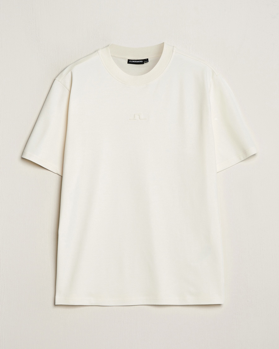 J.Lindeberg Adnan Logo Mock Neck T-Shirt Cloud White - Beige - T-shirt - Grösse: M
