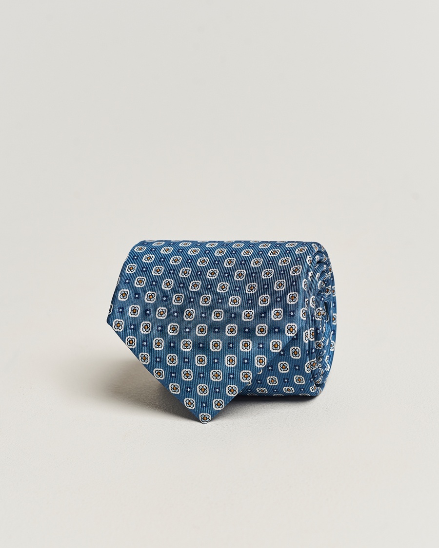 3-Fold Printed Silk Tie Blue