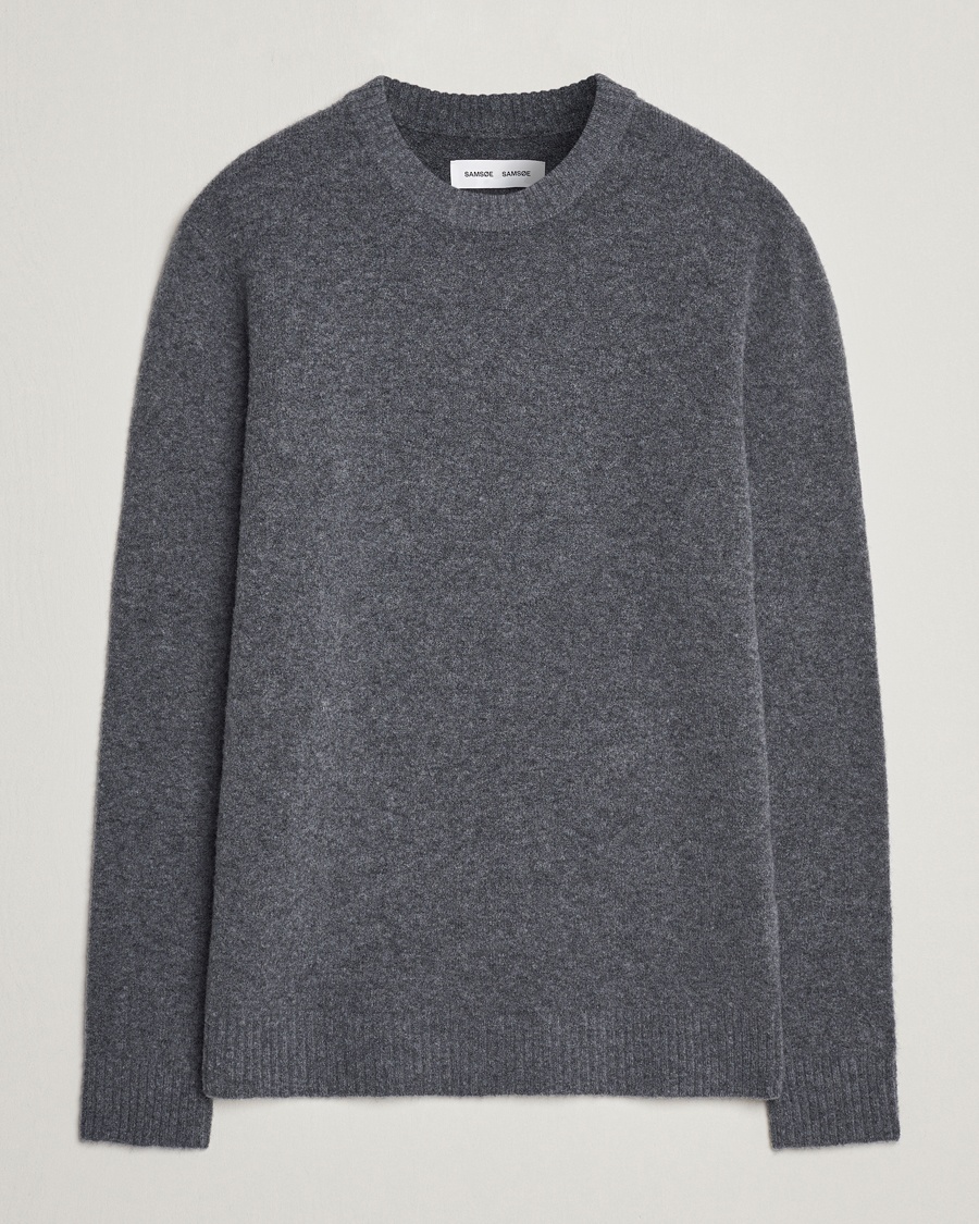 Samsøe & Samsøe Butler Yak Crew Neck Dark Grey Melange - Grau - Strickpullover - Grösse: L