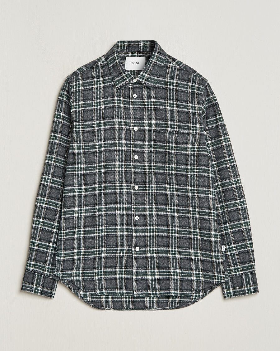NN07 Arne Checked Cotton Shirt Dark Grey - Grau - Oxfordhemd - Grösse: S