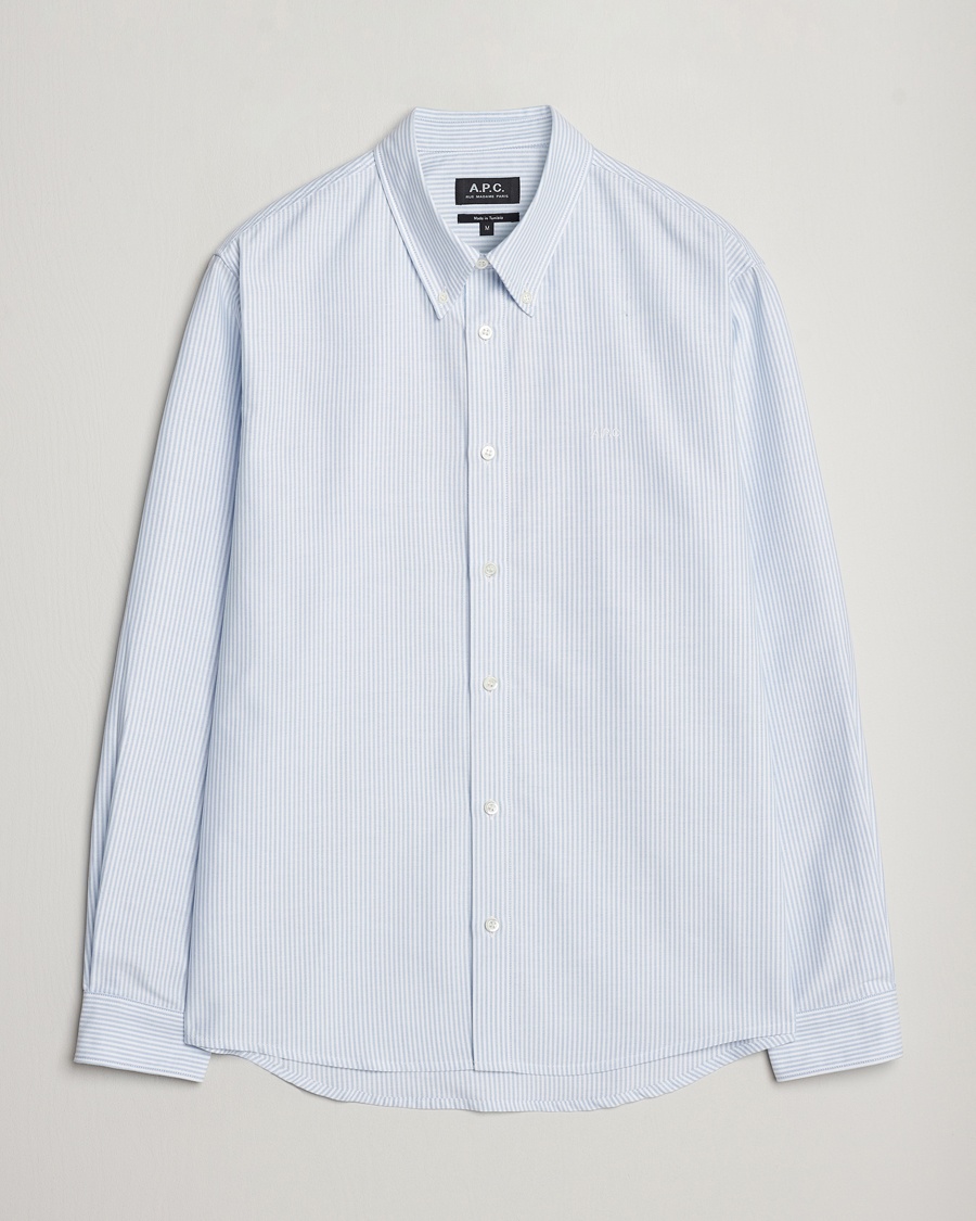 A.P.C. Greg Striped Oxford Shirt Blue/White – Blau