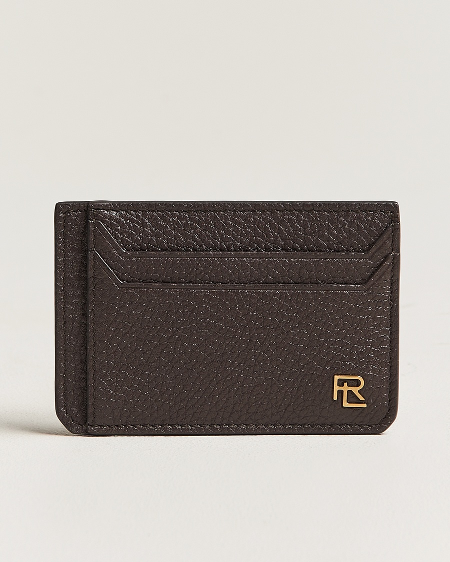 Ralph Lauren Purple Label Pebbled Calfskin Cardholder Dark Brown