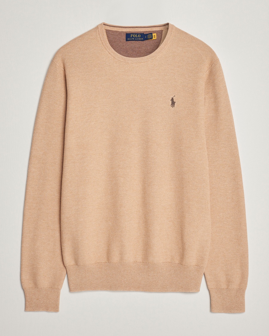 Polo Ralph Lauren Textured Cotton Crew Neck Sweater Camel Melange - Beige - Strickpullover - Grösse: XL