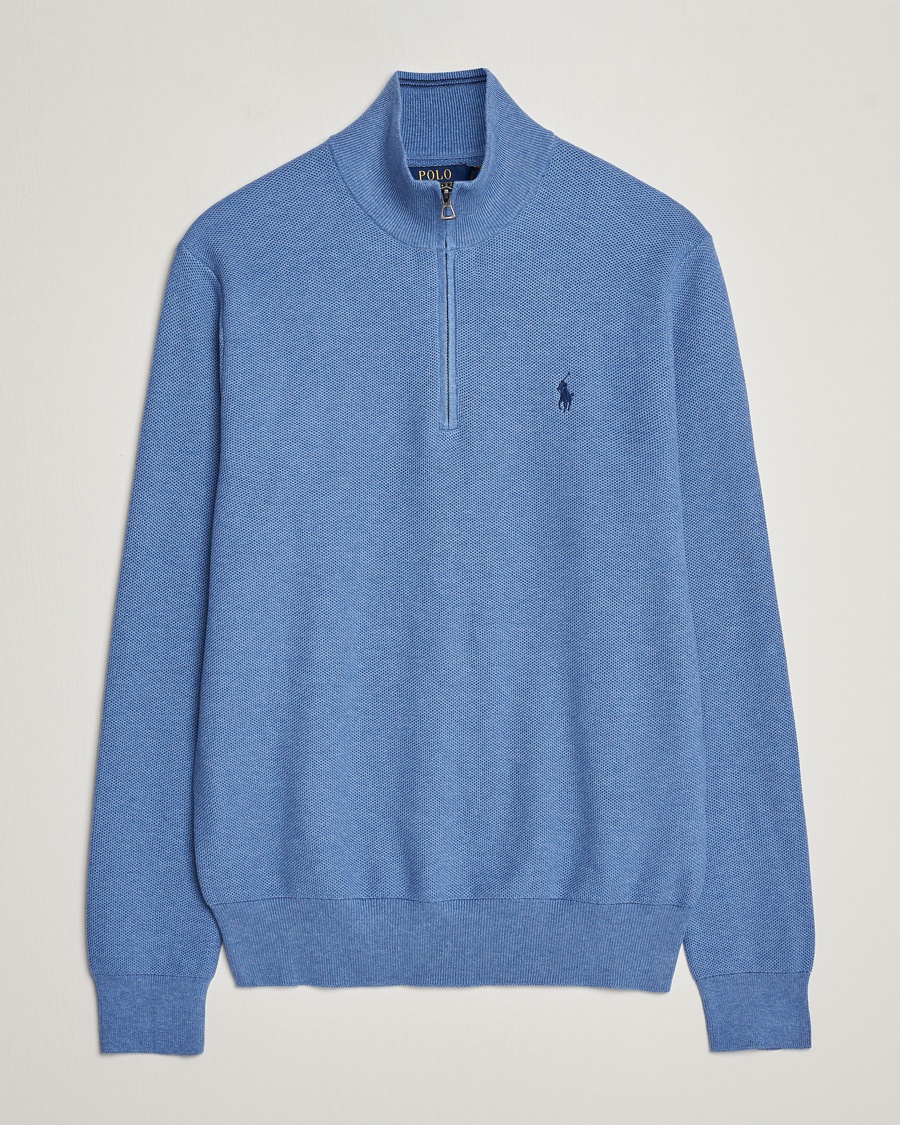 Polo Ralph Lauren Textured Half-Zip Blue Heather - Blau - Half-zip - Grösse: XXL