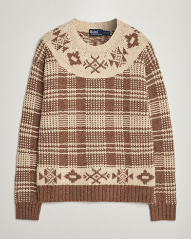 Herren | Ralph Lauren Holiday Dressing | Polo Ralph Lauren | Wool Knitted Crew Neck Sweater Medium Brown