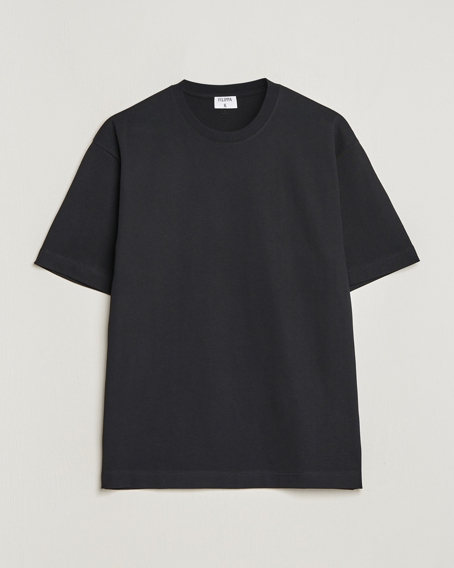 Herren | Schwartze t-shirts | Filippa K | Heavy Cotton Crew Neck T-Shirt Black