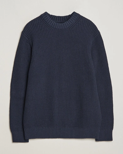 Herren |  | Samsøe & Samsøe | Samarius Cotton/Linen Knitted Sweater Salute Navy