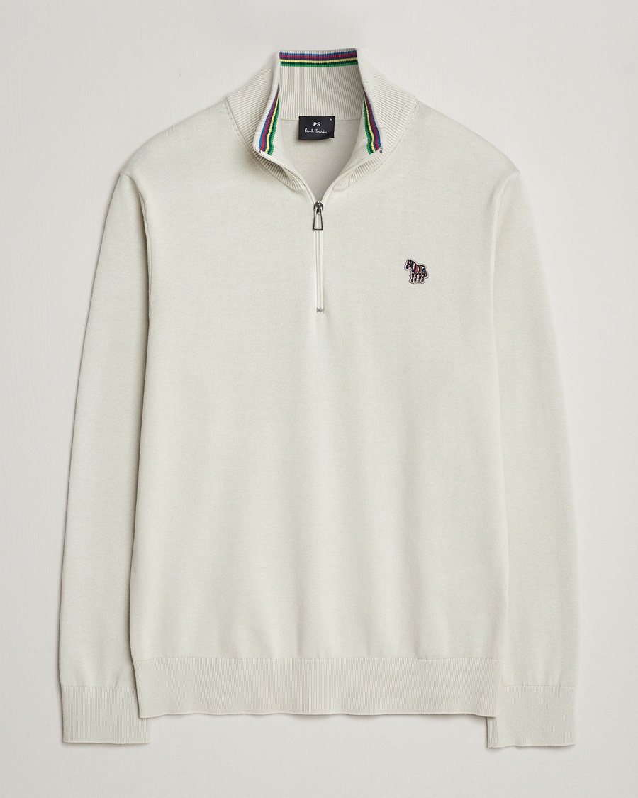 PS Paul Smith Zebra Cotton Knitted Half Zip Washed Grey - Grau - Half-zip - Grösse: S