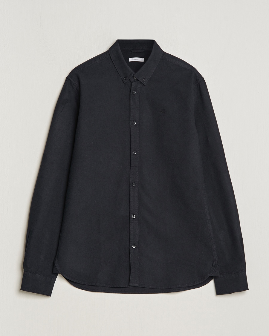 Herren | Oxfordhemden | KnowledgeCotton Apparel | Harald Small Owl Regular Oxford Shirt Jet Black