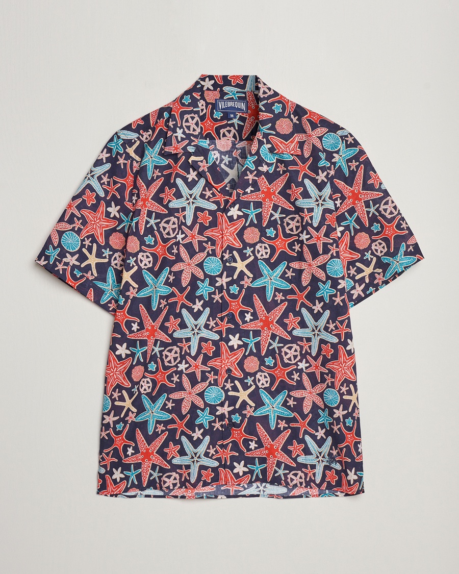 Vilebrequin Charli Cotton/Linen Short Sleeve Shirt Bleu Marine - Rot - Kurzarmhemd - Grösse: XL