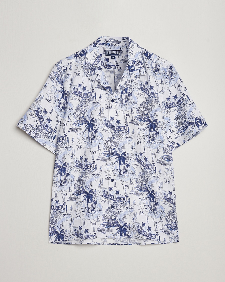 Vilebrequin Charli Riviera Linen Short Sleeve Shirt Encre - Weiß - Kurzarmhemd - Grösse: M