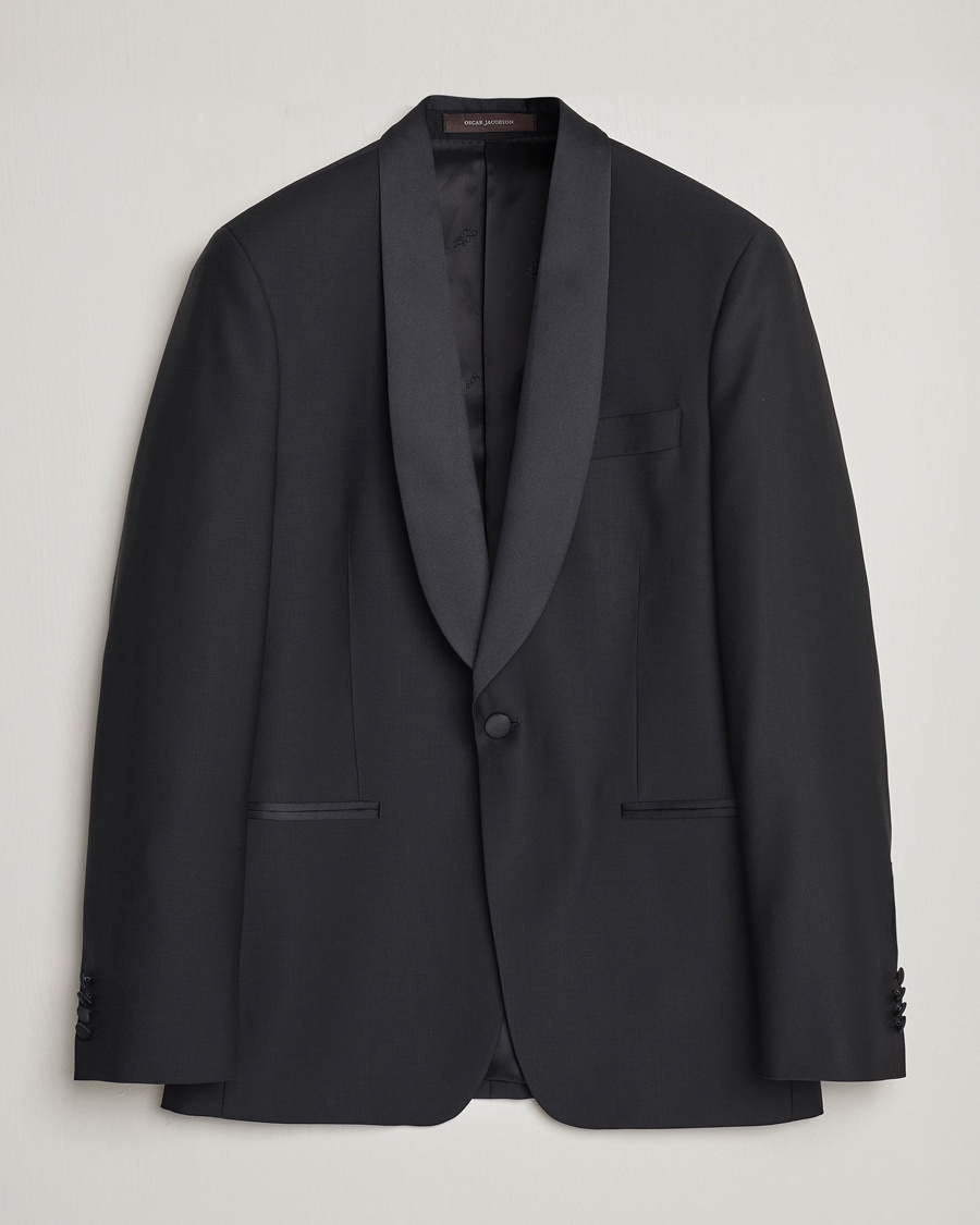 Herren | Oscar Jacobson | Oscar Jacobson | Figaro Wool Tuxedo Blazer Black