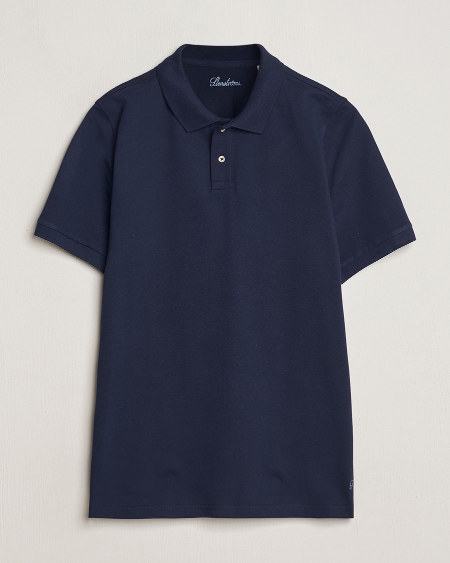 Stenströms Organic Cotton Piquet Polo Shirt Navy – Blau