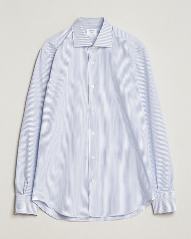 Herren | Mazzarelli | Mazzarelli | Soft Cotton Cut Away Shirt Blue Pinstripe