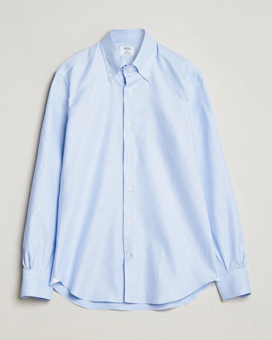 Herren | Mazzarelli | Mazzarelli | Soft Cotton Texture Button Down Shirt Light Blue