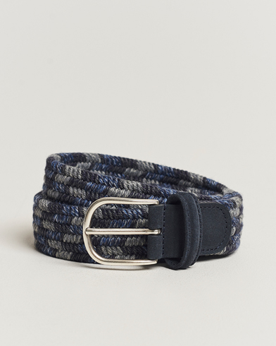 Herren | Italian Department | Anderson's | Braided Wool Belt Navy Multi