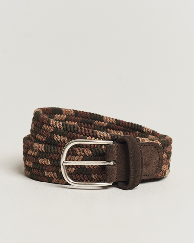 Herren | Italian Department | Anderson's | Braided Wool Belt Dark Brown