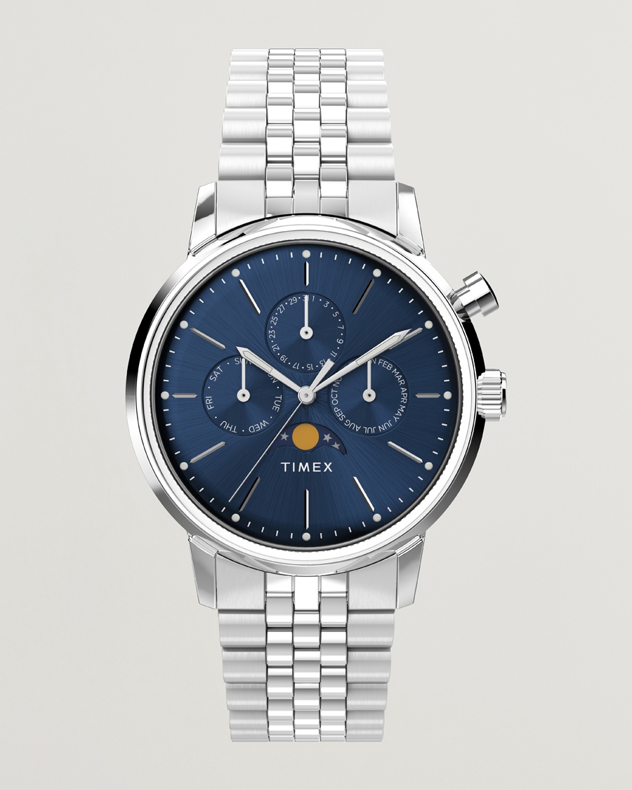 Timex Marlin Moon Phase Quartz Steel 40mm Blue Dial – Blau