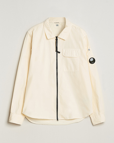 Herren |  | C.P. Company | Garment Dyed Gabardine Zip Shirt Jacket Ecru