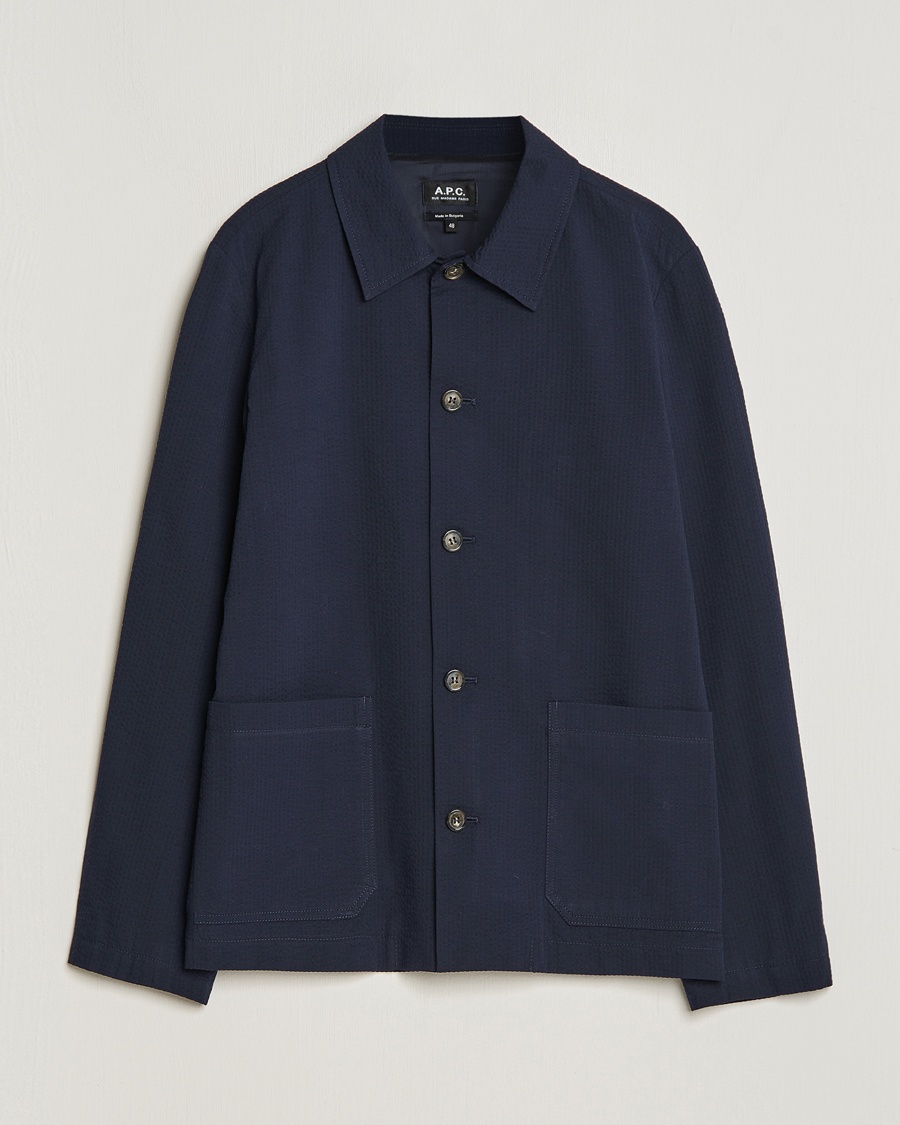 A.P.C. Brest Seersucker Overshirt Dark Navy – Blau